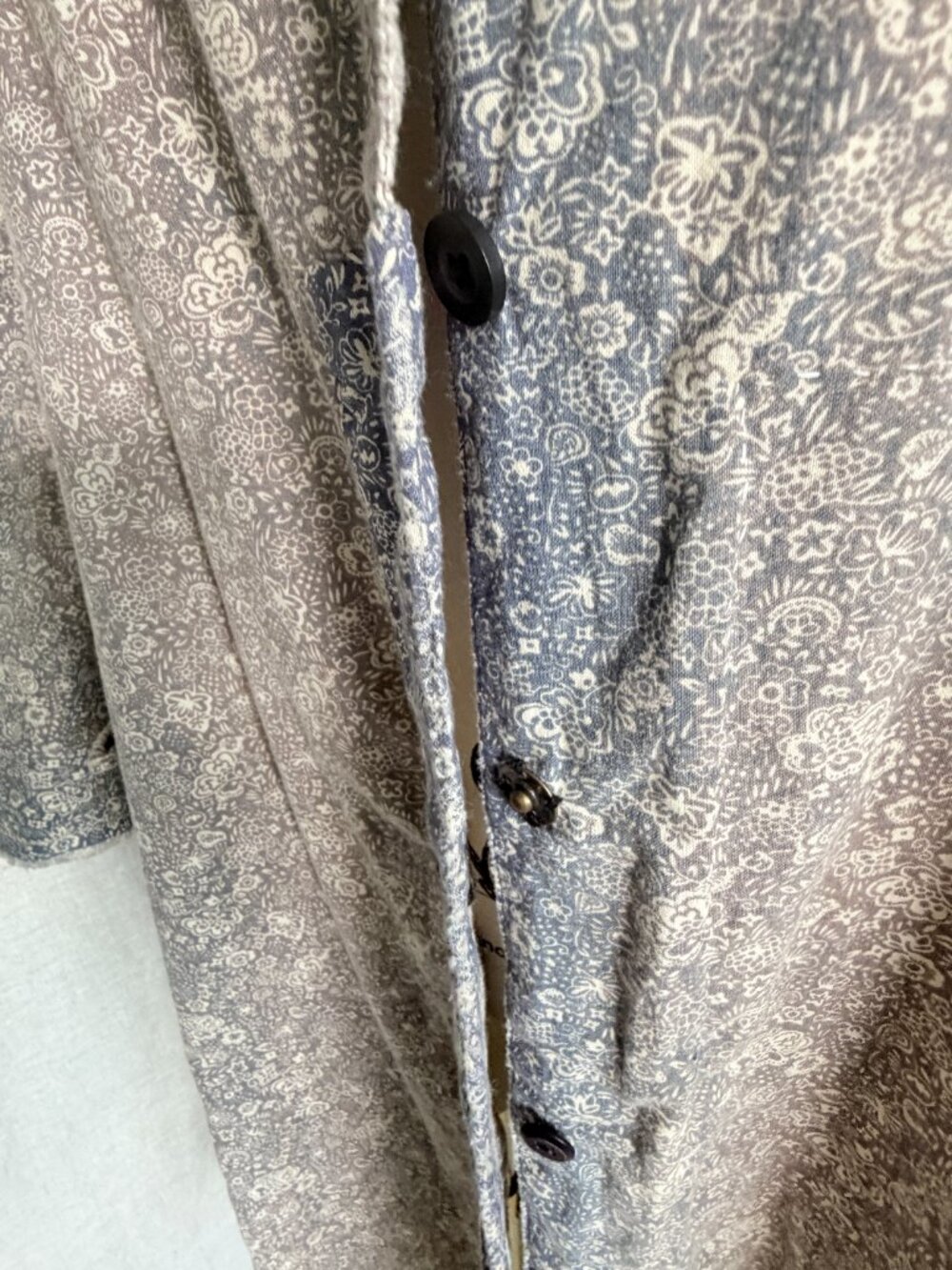 Magnolia Pearl Floral Linen Patchwork Button Front Tunic Jacket | Blue | OS - Picture 5 of 12